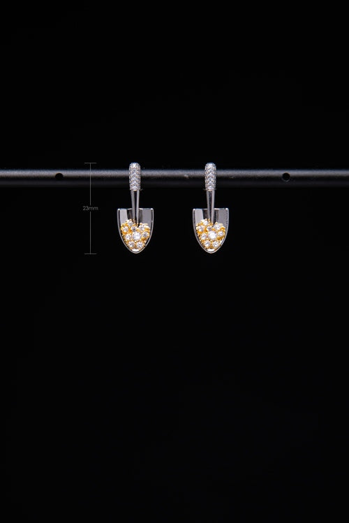 [The Soulful Spade] Creative Garden Shovel Earrings in 925 Silver &amp; Lab-Grown Gemstones