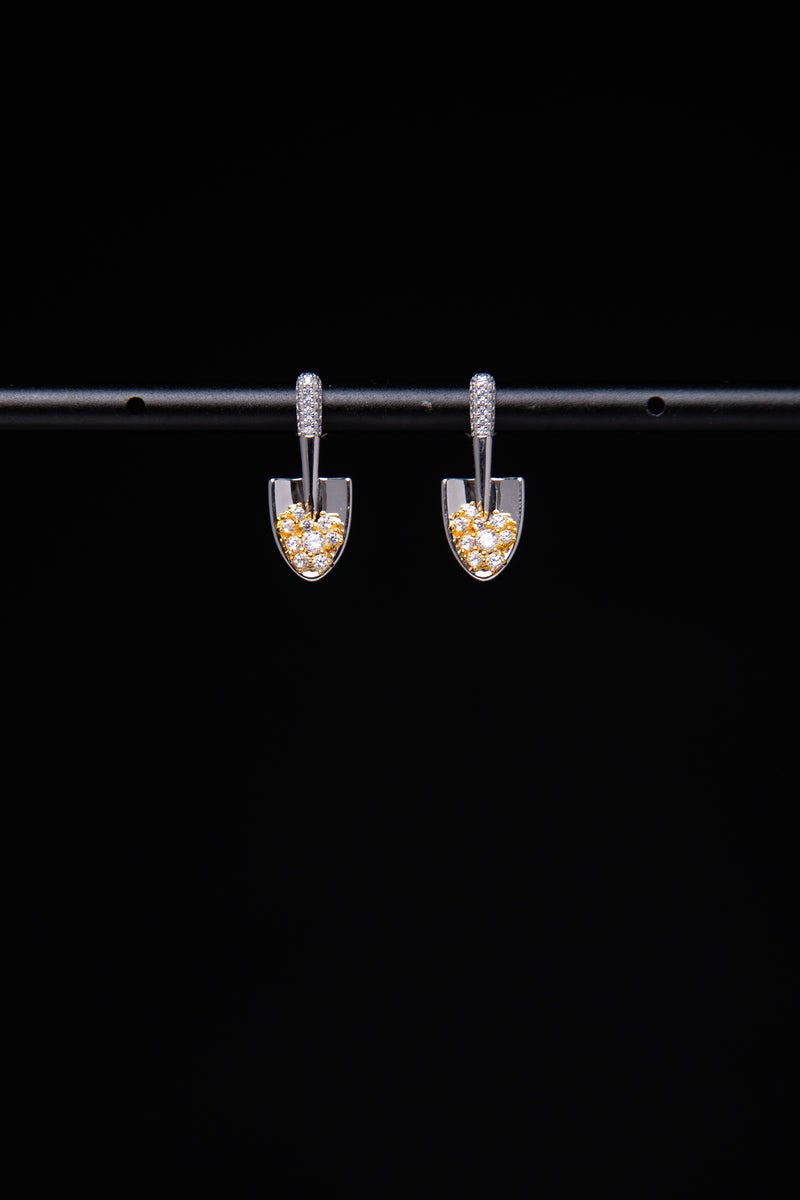 [The Soulful Spade] Creative Garden Shovel Earrings in 925 Silver &amp; Lab-Grown Gemstones