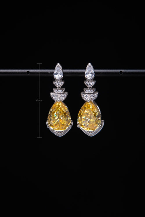 [Crown of Tears] Art Deco Pear-Cut Canary Yellow Gemstone Earrings