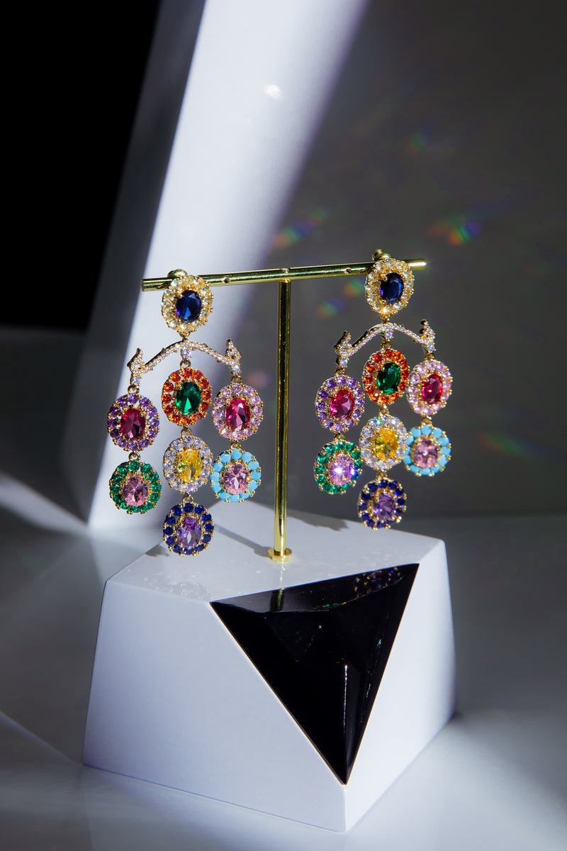 The Versailles Chandelier | Multicolor Gemstone Drop Earrings