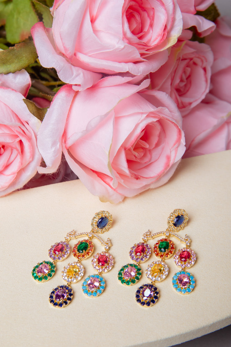 The Versailles Chandelier | Multicolor Gemstone Drop Earrings