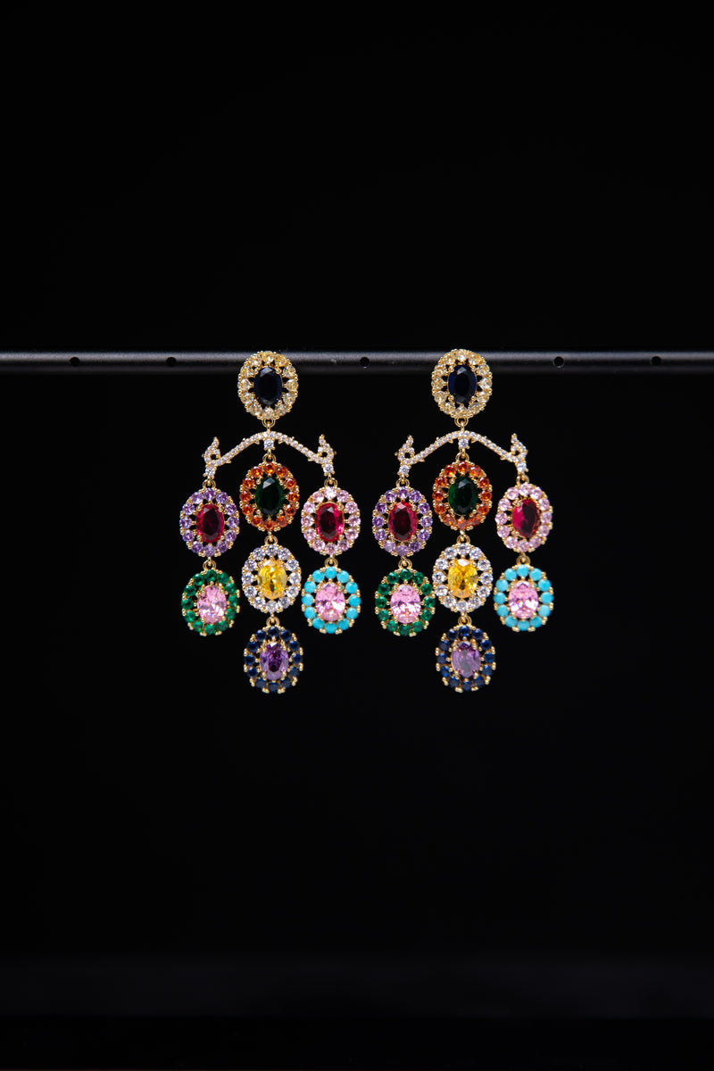 The Versailles Chandelier | Multicolor Gemstone Drop Earrings