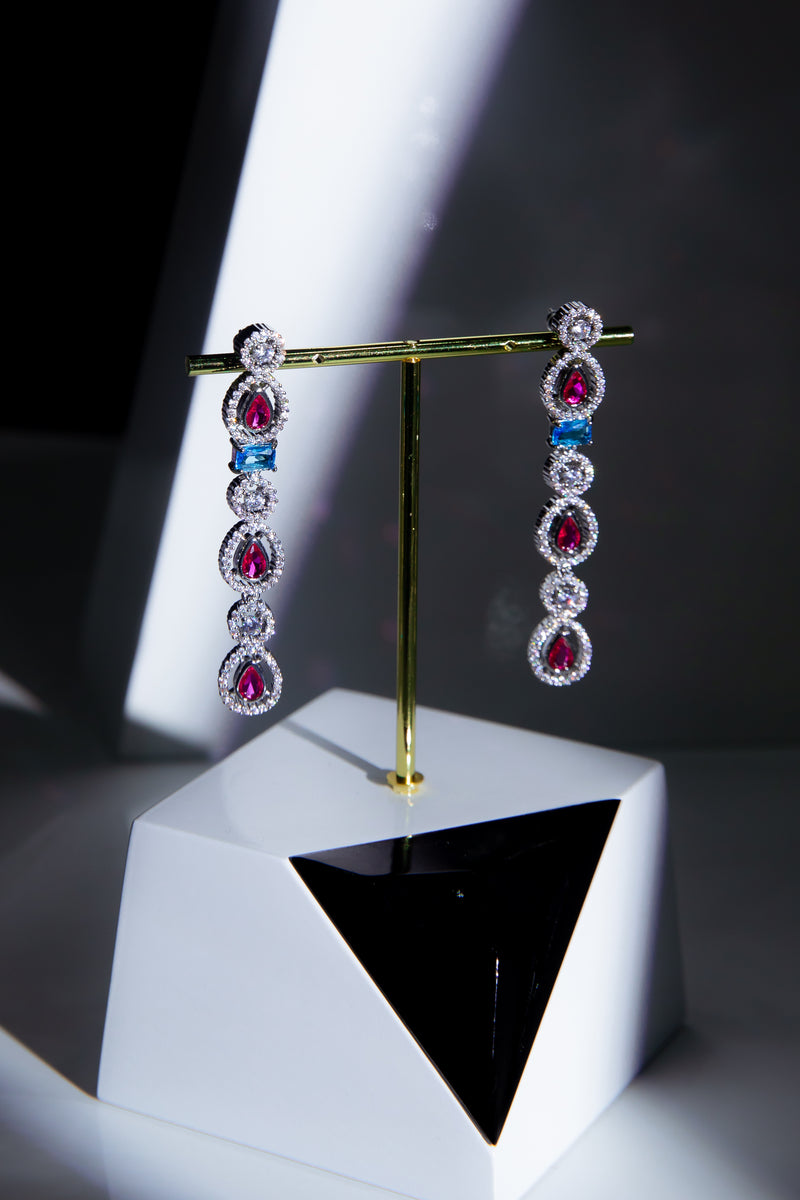 The Starry Ocean | Two-Tone Linear Drop Earrings