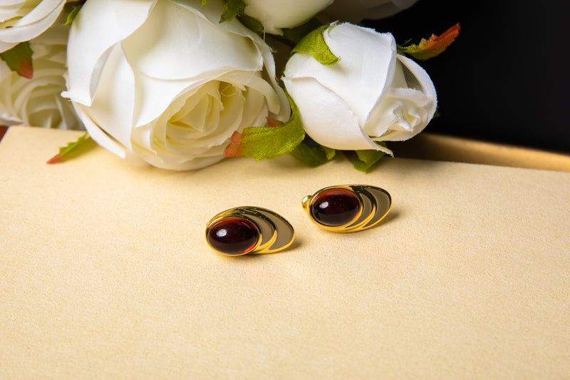 Crimson Ripple | Vintage Tiered Red Agate Stud Earrings