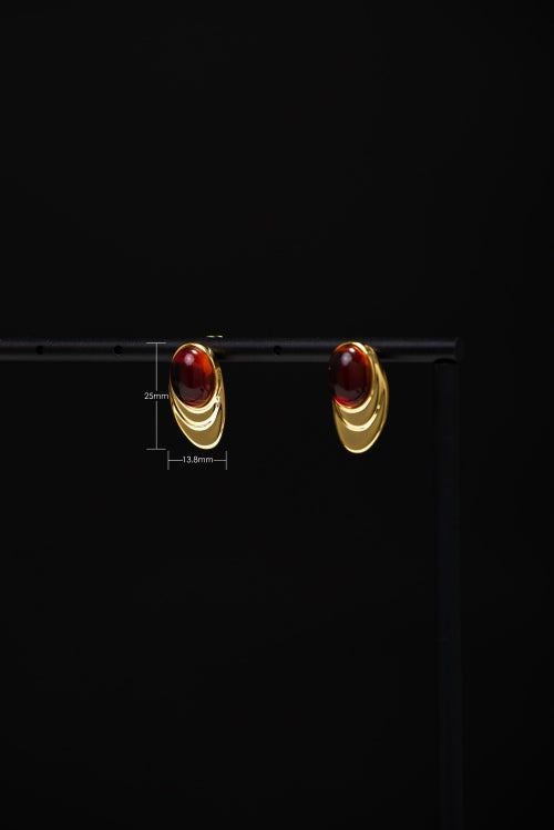 Crimson Ripple | Vintage Tiered Red Agate Stud Earrings