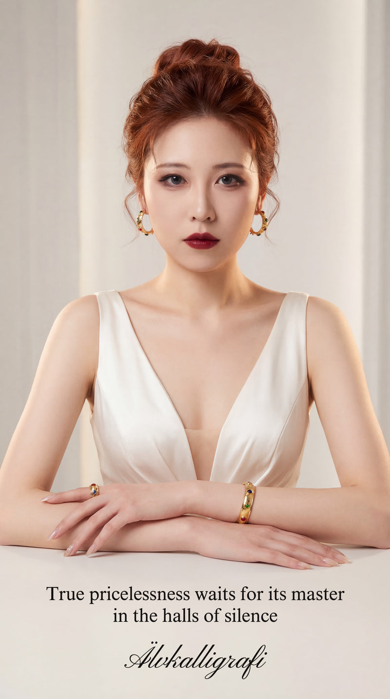 Byzantine Rhapsody | Vintage Brushed Gold Multi-Gem C-Hoops