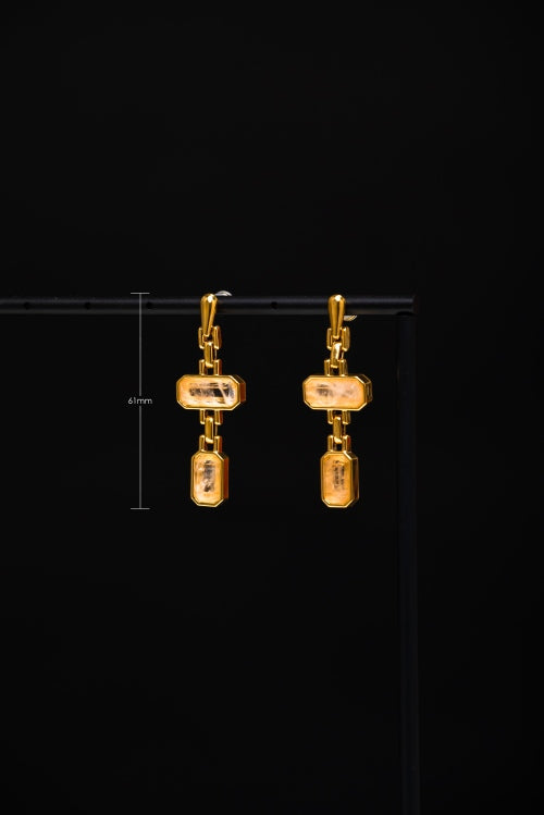 [Dawn Horizon] Natural White Crystal 18K Gold Plated Drop Earrings