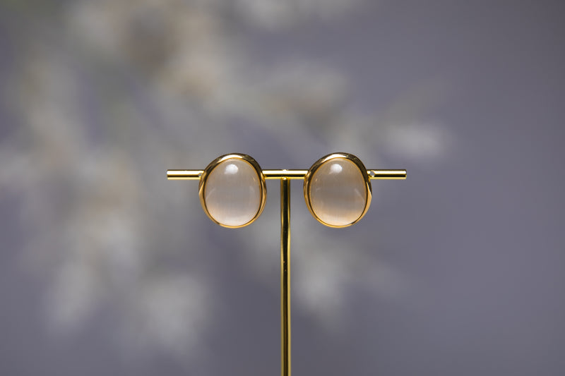 Lunar Whisper | Organic White Crystal Stud Earrings