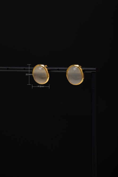 Lunar Whisper | Organic White Crystal Stud Earrings