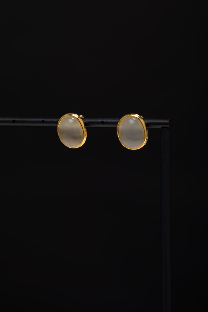Lunar Whisper | Organic White Crystal Stud Earrings
