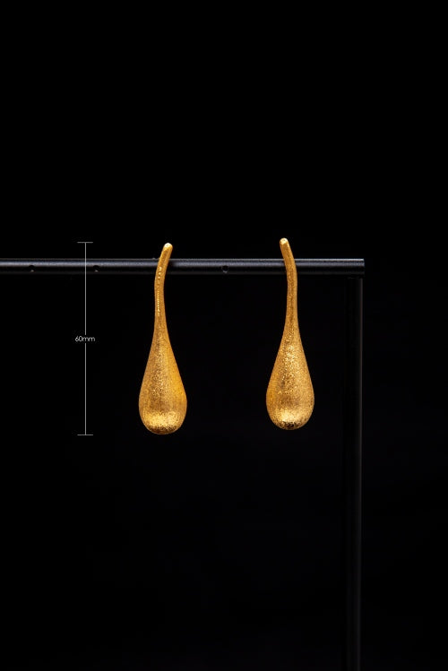 Stardust Dew | Textured 18K Gold-Plated Teardrop Earrings