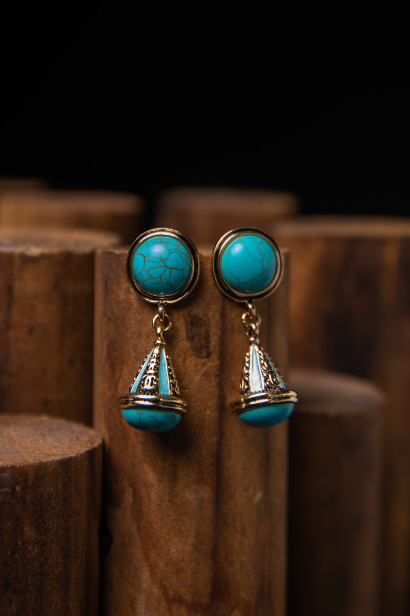 Byzantine Dome | Vintage Turquoise Lantern Drop Earrings
