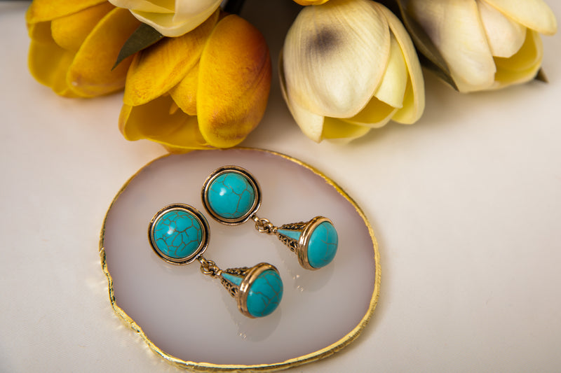 Byzantine Dome | Vintage Turquoise Lantern Drop Earrings