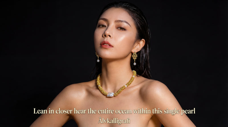Gilded Rhythm | Geometric Matrix & Natural Pearl 18K Gold Drop Earrings