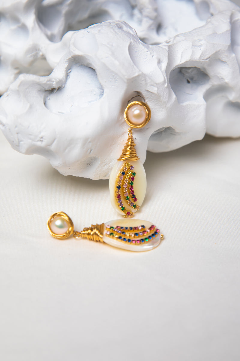 Rainbow Covenant | Pearl & Mother-of-Pearl Drop Earrings