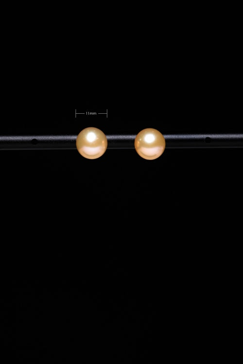 [Aura of Dawn] Minimalist Cultured Golden Pearl Stud Earrings