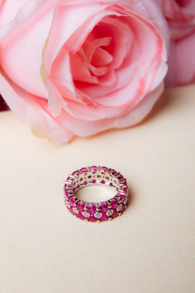 The Crimson Tiara | Lab-Grown Ruby 925 Silver Filigree Ring