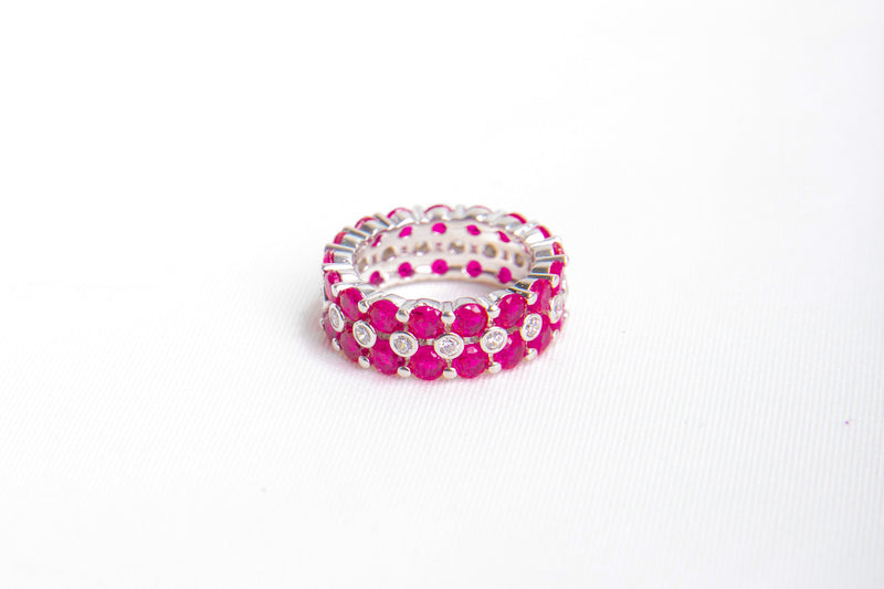 The Crimson Tiara | Lab-Grown Ruby 925 Silver Filigree Ring