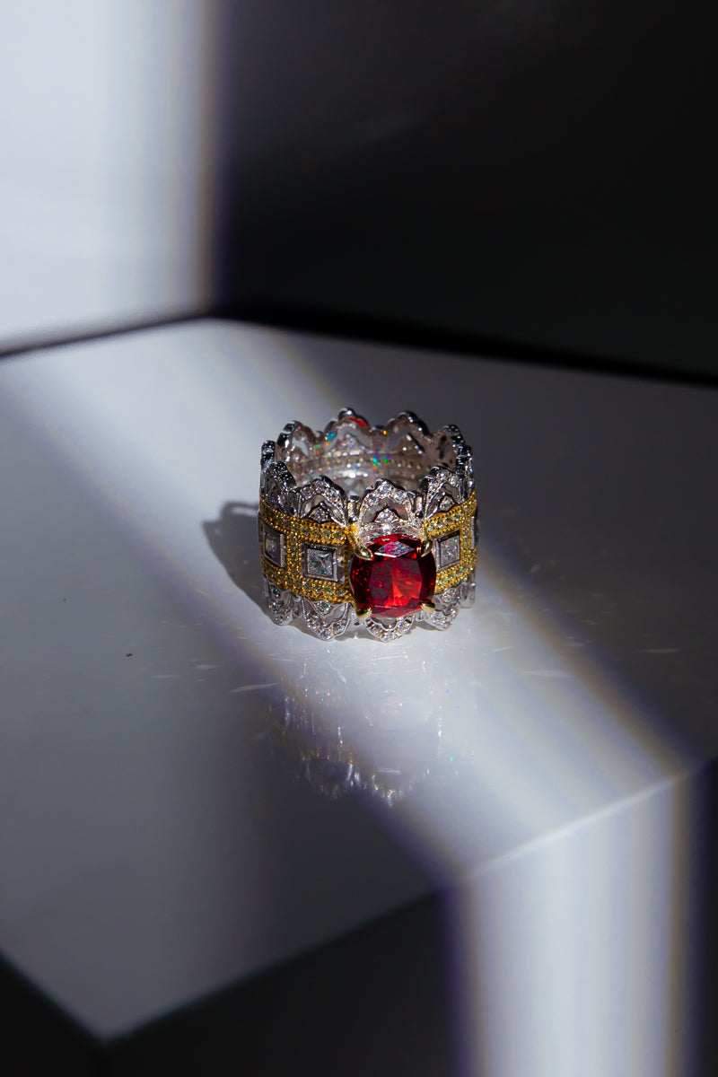 Sweet Gravity | Pink Lab-Grown Gemstone 925 Silver Triple-Pavé Ring