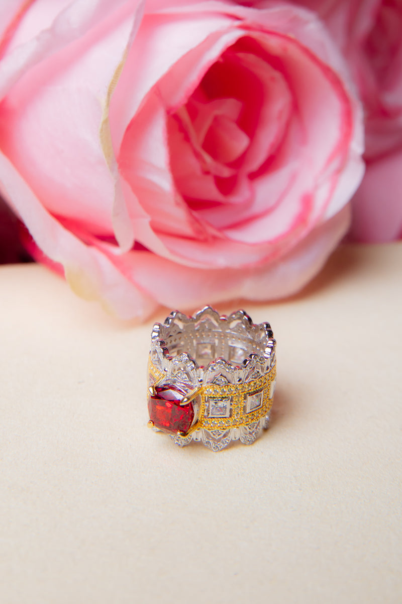 Sweet Gravity | Pink Lab-Grown Gemstone 925 Silver Triple-Pavé Ring