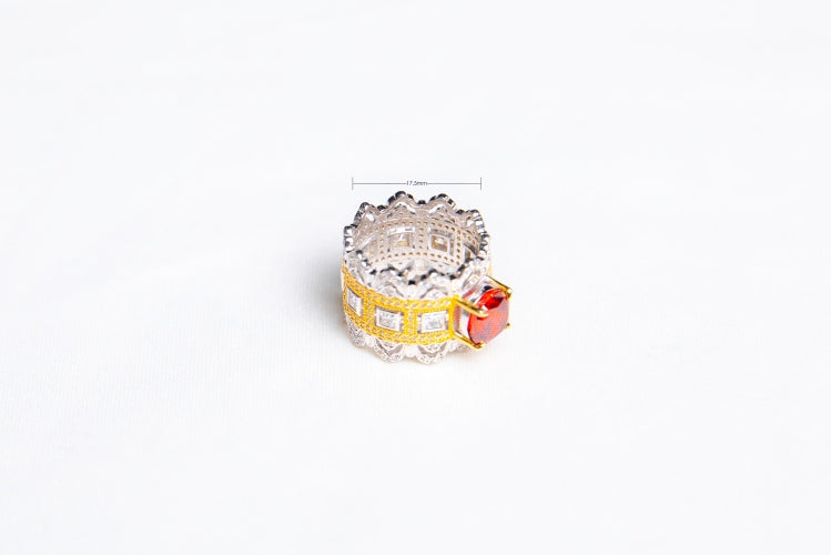 Sweet Gravity | Pink Lab-Grown Gemstone 925 Silver Triple-Pavé Ring