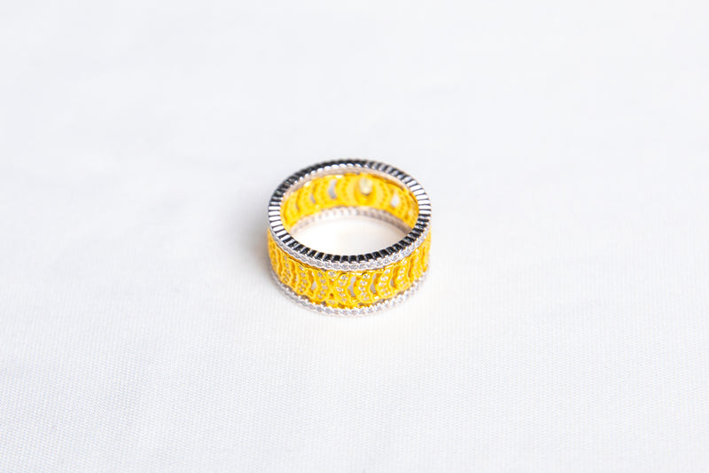 [Solar Weave] S925 Silver Two-Tone Filigree Eternity Band
