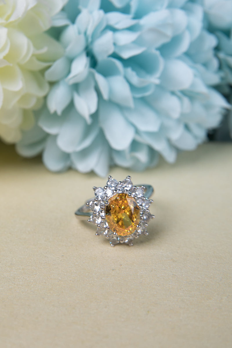 [Golden Orbit] Canary Yellow Lab-Grown Gemstone Statement Ring