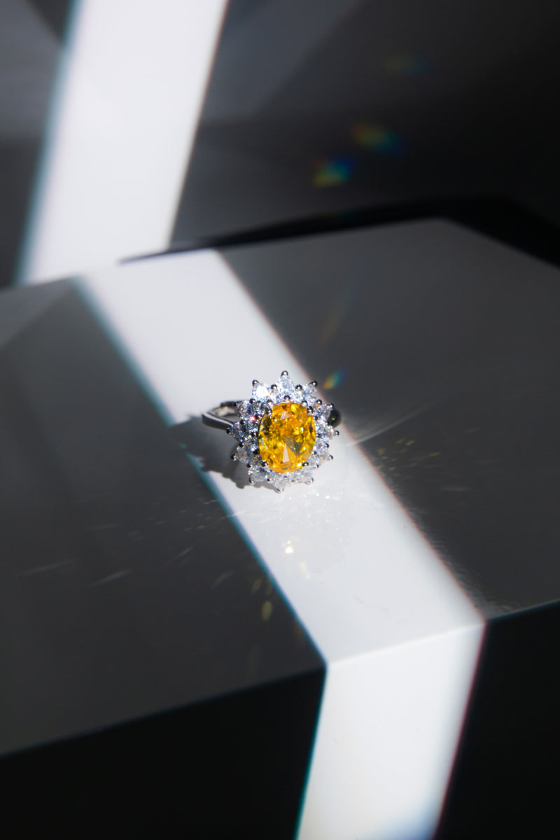 [Golden Orbit] Canary Yellow Lab-Grown Gemstone Statement Ring