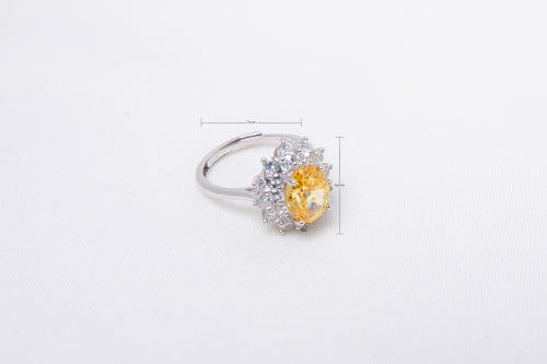 [Golden Orbit] Canary Yellow Lab-Grown Gemstone Statement Ring