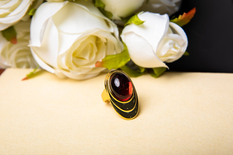 Crimson Ripple | Vintage Tiered Red Agate Statement Ring