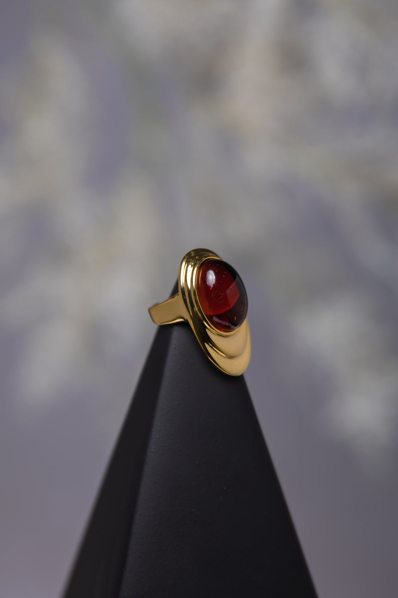 Crimson Ripple | Vintage Tiered Red Agate Statement Ring