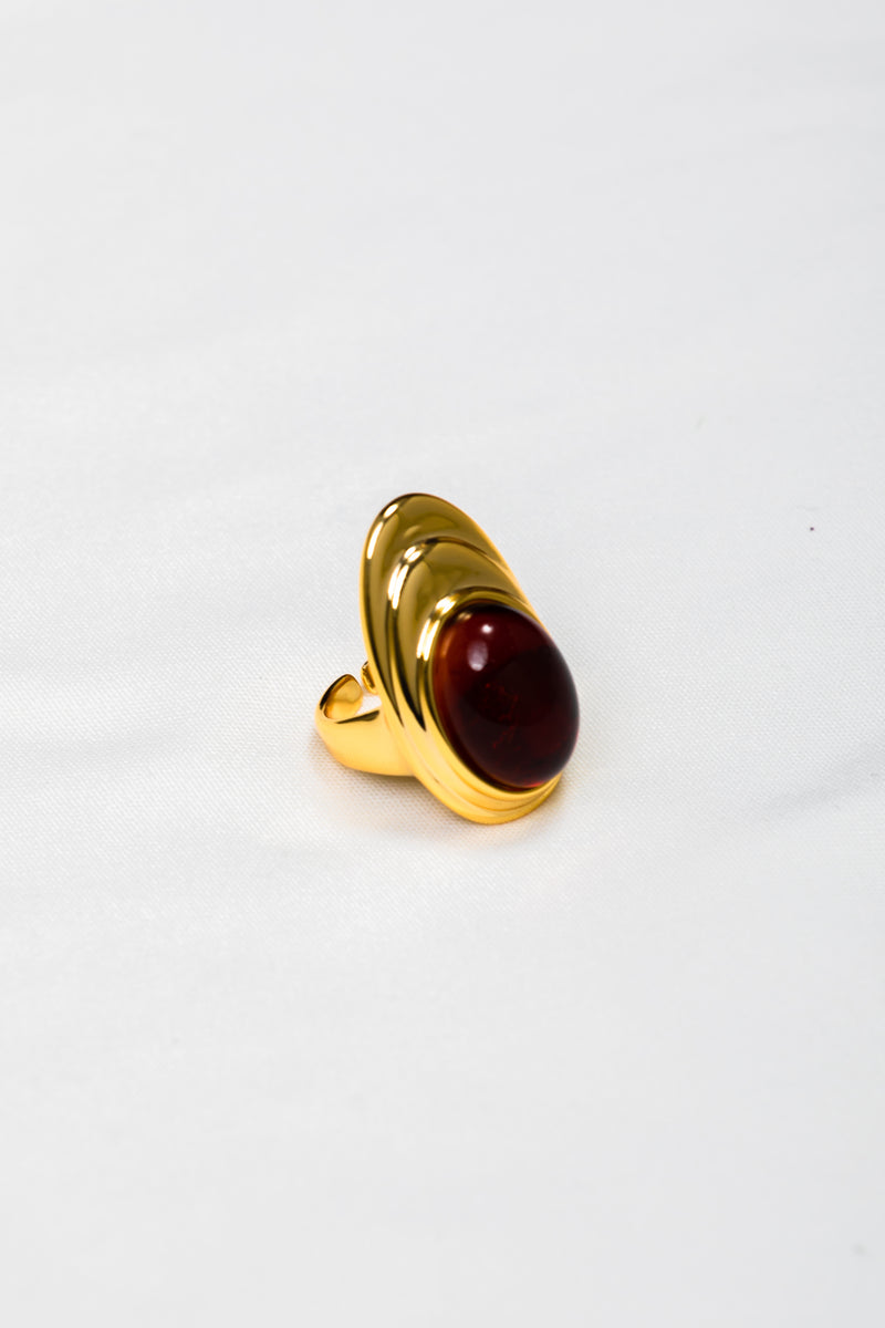 Crimson Ripple | Vintage Tiered Red Agate Statement Ring