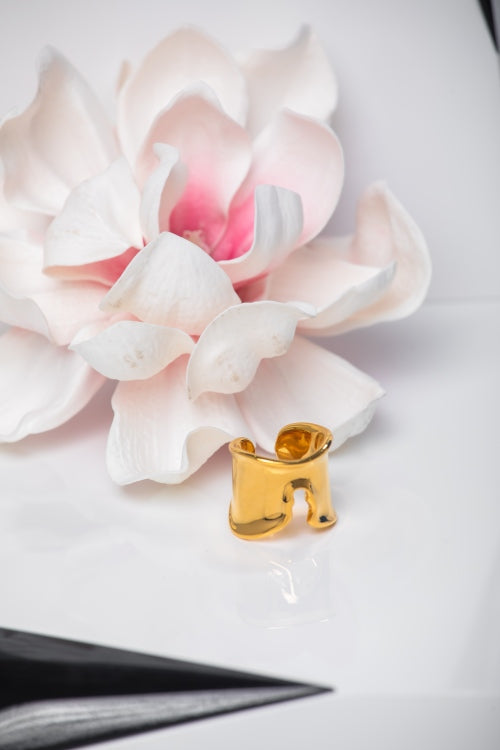 Molten Sculpture | Fluid Geometric Statement Ring