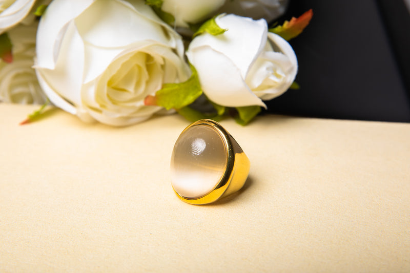 Lunar Whisper | Chunky White Crystal Statement Ring