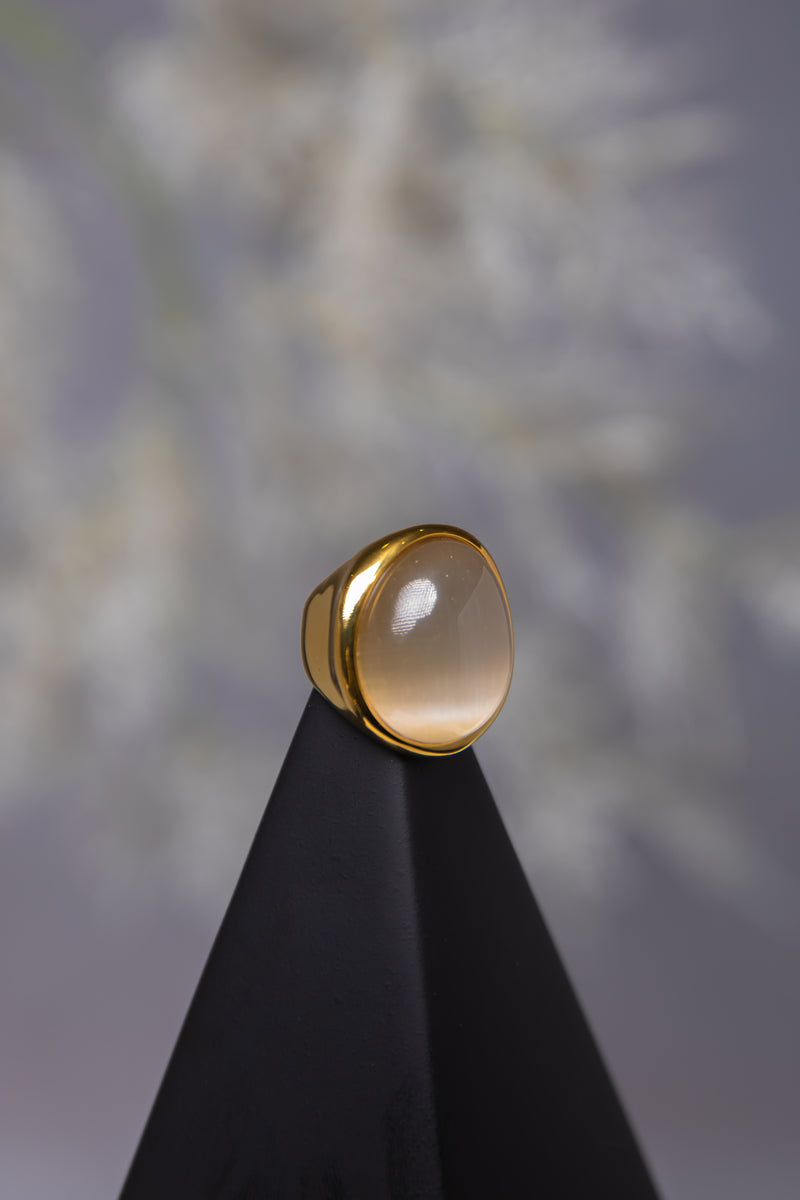 Lunar Whisper | Chunky White Crystal Statement Ring