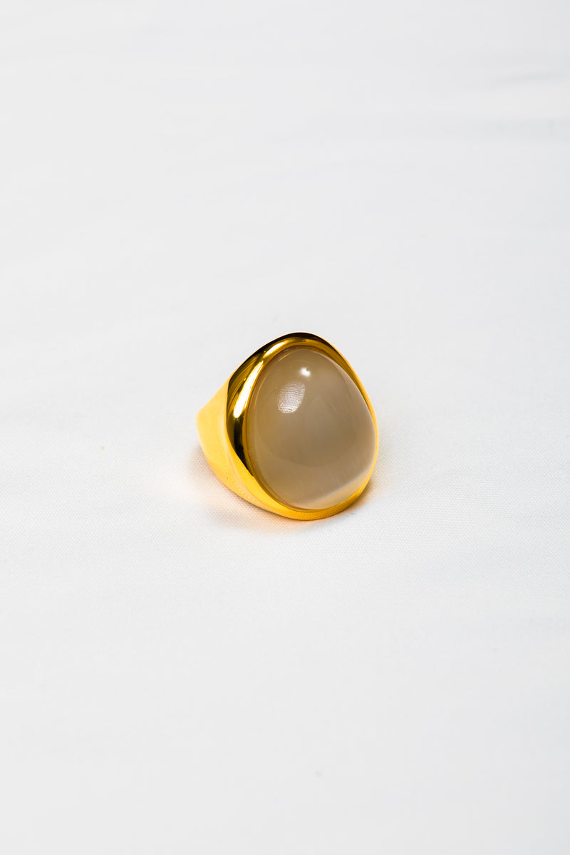 Lunar Whisper | Chunky White Crystal Statement Ring