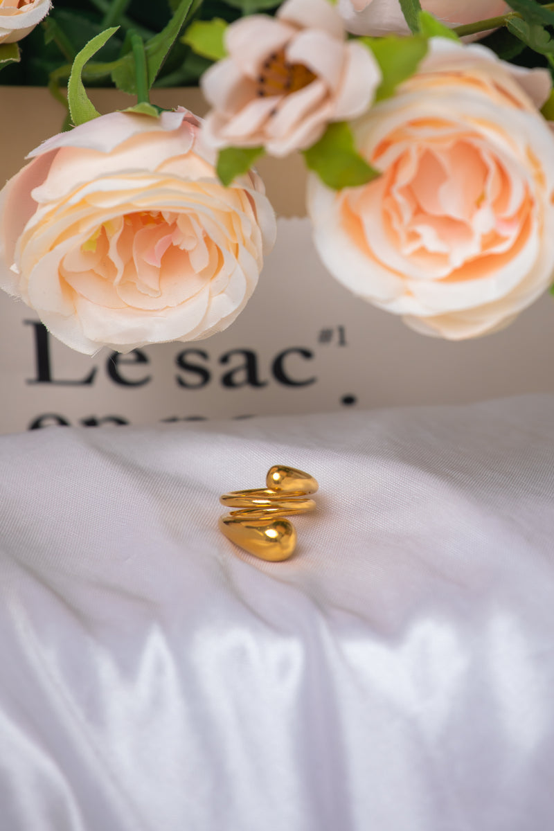 Golden Dewdrops | Liquid Metal 18K Gold-Plated Wrap Ring