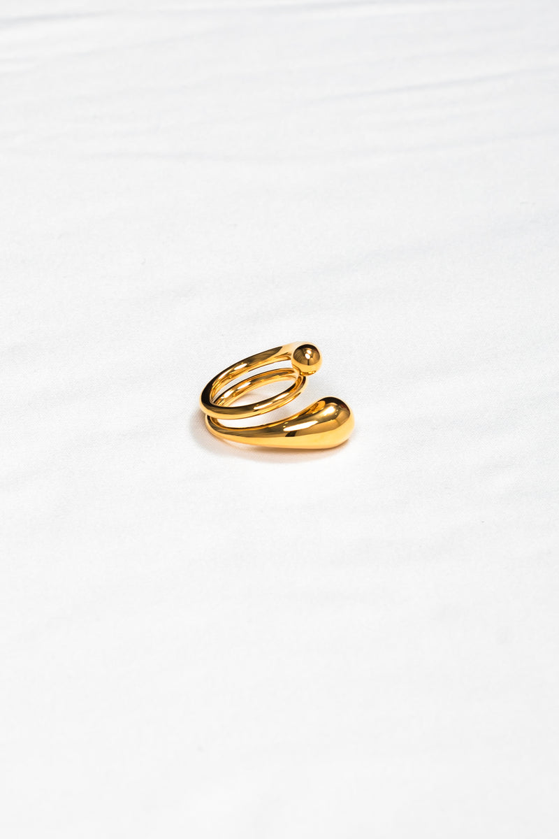 Golden Dewdrops | Liquid Metal 18K Gold-Plated Wrap Ring