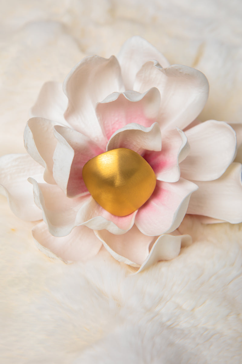 Gilded Pebble | Minimalist Brushed Gold Sculptural Ring