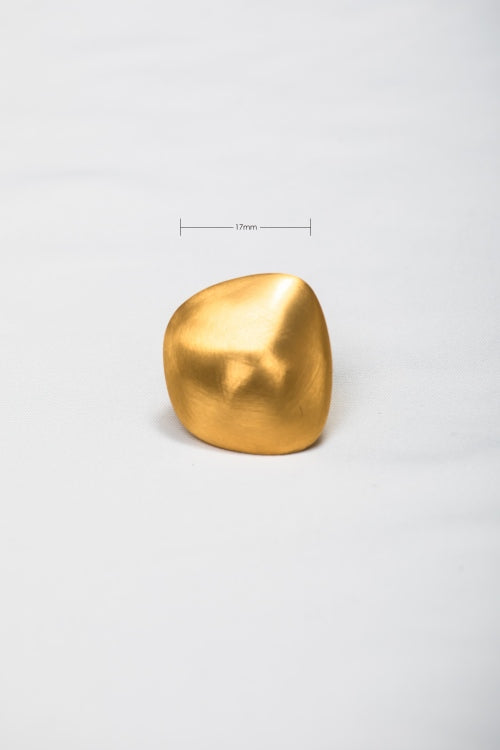 Gilded Pebble | Minimalist Brushed Gold Sculptural Ring