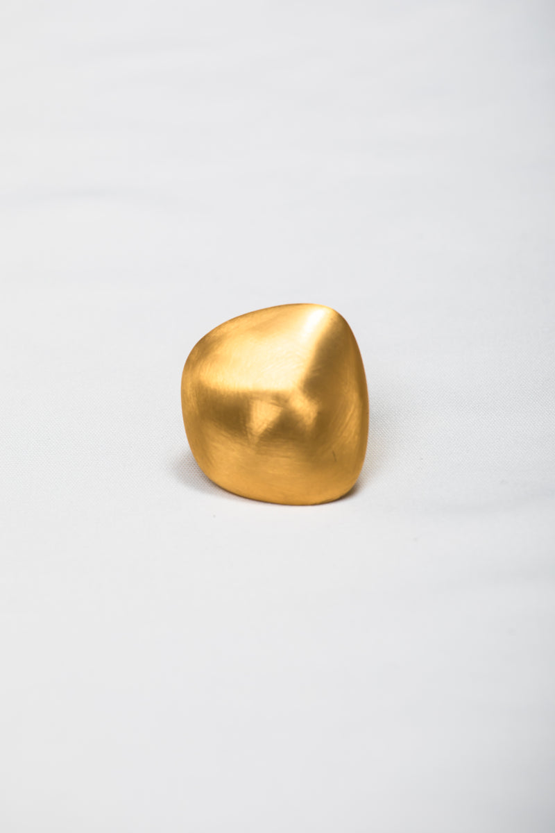 Gilded Pebble | Minimalist Brushed Gold Sculptural Ring