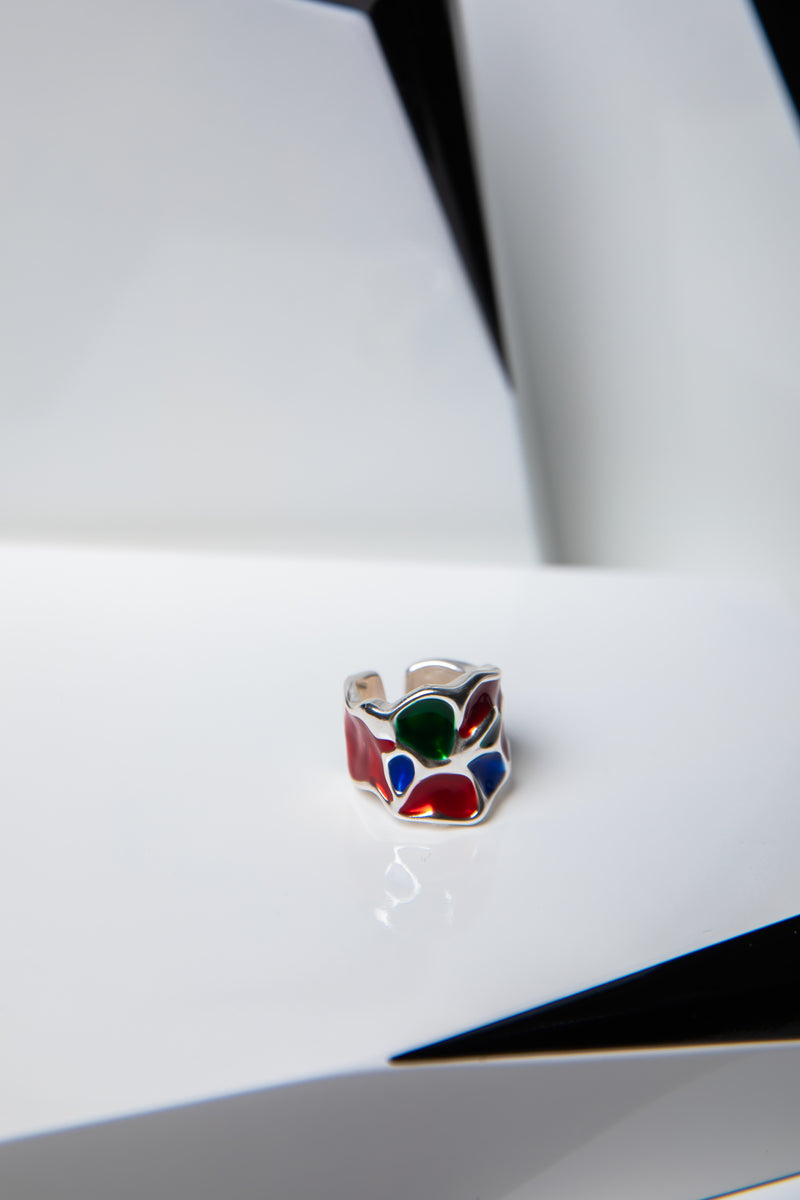 [Liquid Prism] Avant-Garde Irregular Enamel Wrap Ring