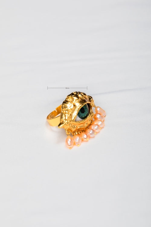 [Tears of the Muse] Surrealist Eye &amp; Pearl Fringe Ring