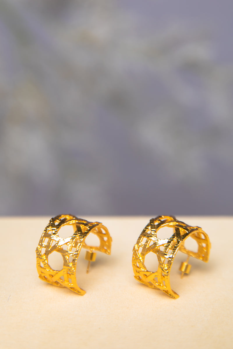 Sylvan Lattice | Textured 18K Gold-Plated Openwork Hoop Earrings