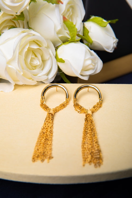 Cascading Light | Minimalist Hoop & Tassel Drop Earrings