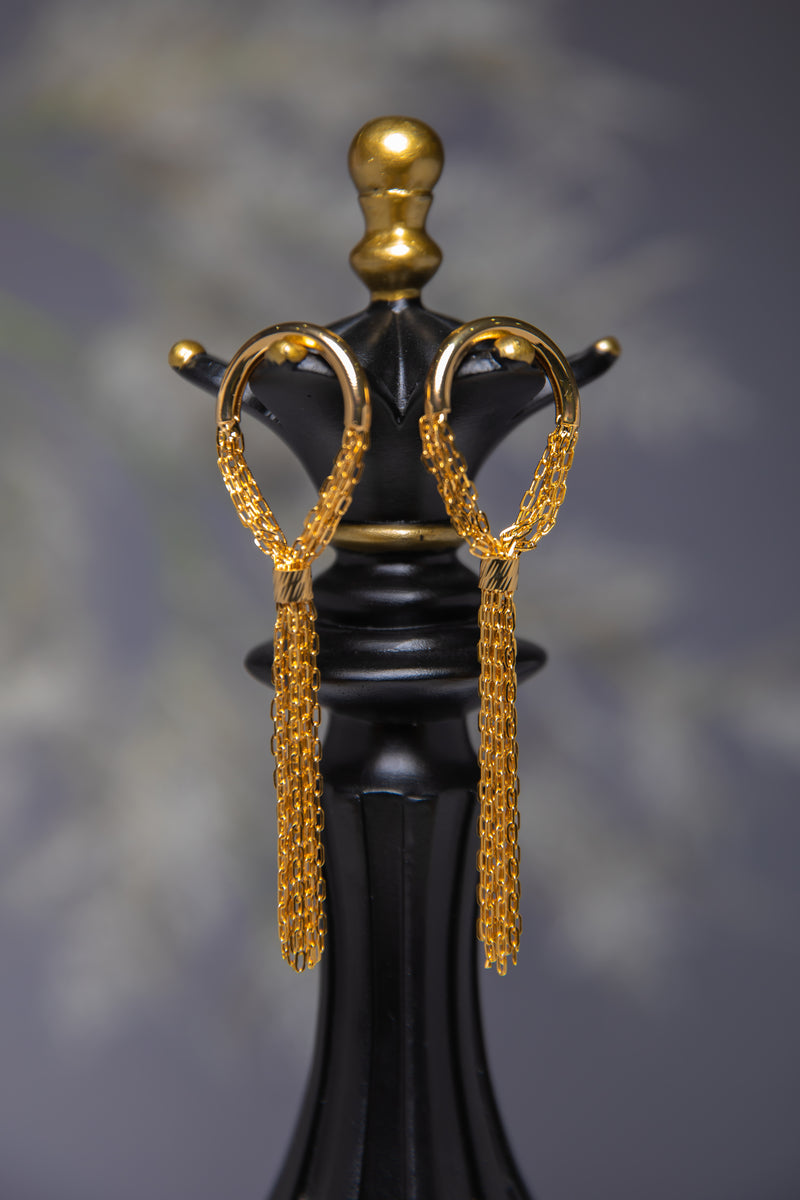 Cascading Light | Minimalist Hoop & Tassel Drop Earrings