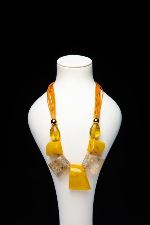 The Golden Illusion | Geometric Resin Statement Necklace