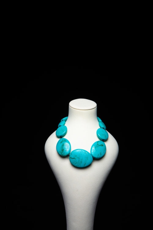 The Aegean Turquoise | Marbled Resin Statement Necklace