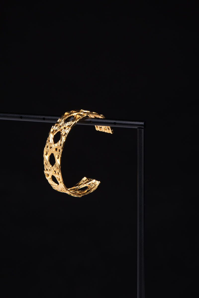 Woven Light | Textured 18K Gold-Plated Openwork Cuff Bracelet