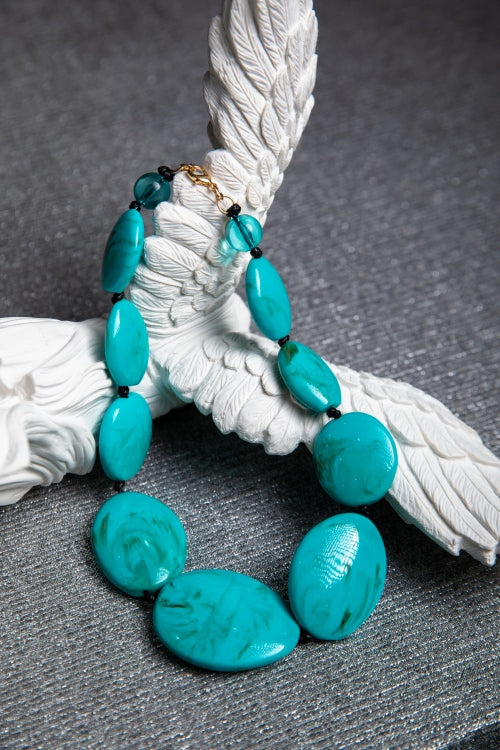 The Aegean Turquoise | Marbled Resin Statement Necklace